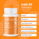 Iron 30 mg + Vitamin C Capsules - Celebrete Vitamins