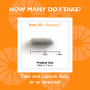 Iron 30 mg + Vitamin C Capsules - Celebrete Vitamins