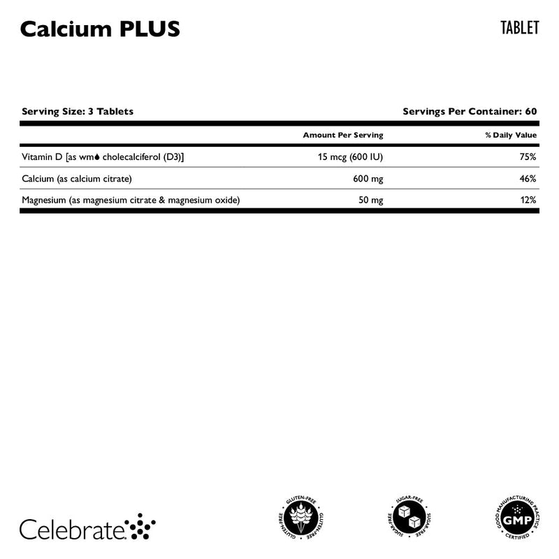 Calcium Plus Calcium Citrate 600mg Tablets - Celebrate Vitamins