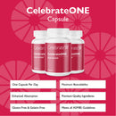 Supplement bottle labeled 'CelebrateONE' on a white background