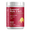 Multivitamin supplement container with raspberry lemonade flavor on a white background