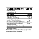 Supplement facts label with detailed nutritional information on a white background