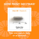 Iron 30 mg + Vitamin C 60 mg Capsules - Celebrete Vitamins