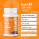 Iron 30 mg + Vitamin C Chewable Tablets Grape - Celebrate Vitamins