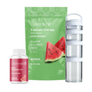 Celebrate Calcium Citrate soft chews, Multi-Complete 45 supplement bottle, and a clear container on a white background.