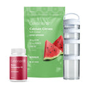 Celebrate Calcium Citrate soft chews, Multi-Complete 45 supplement bottle, and a clear container on a white background.